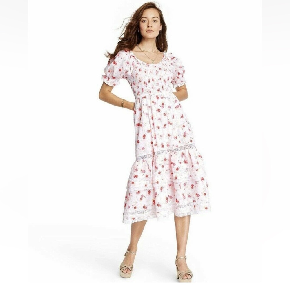 Love Shack Fancy x Target Cosette Smocked Bust Puff Sleeve Floral Midi Dress
